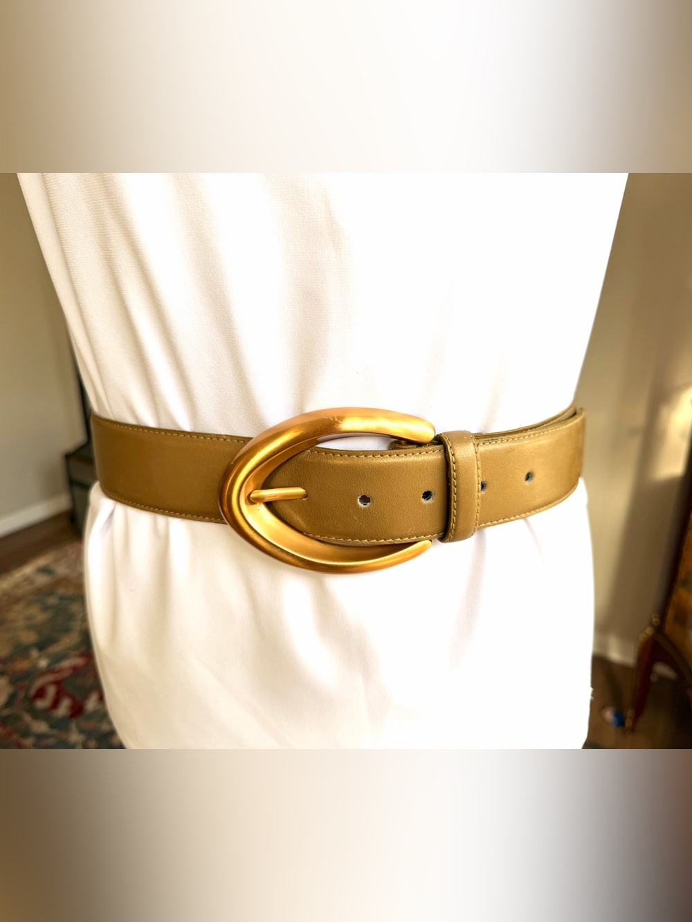 Vintage Anne Klein for Oroton Dark Gold Leather Belt Size L